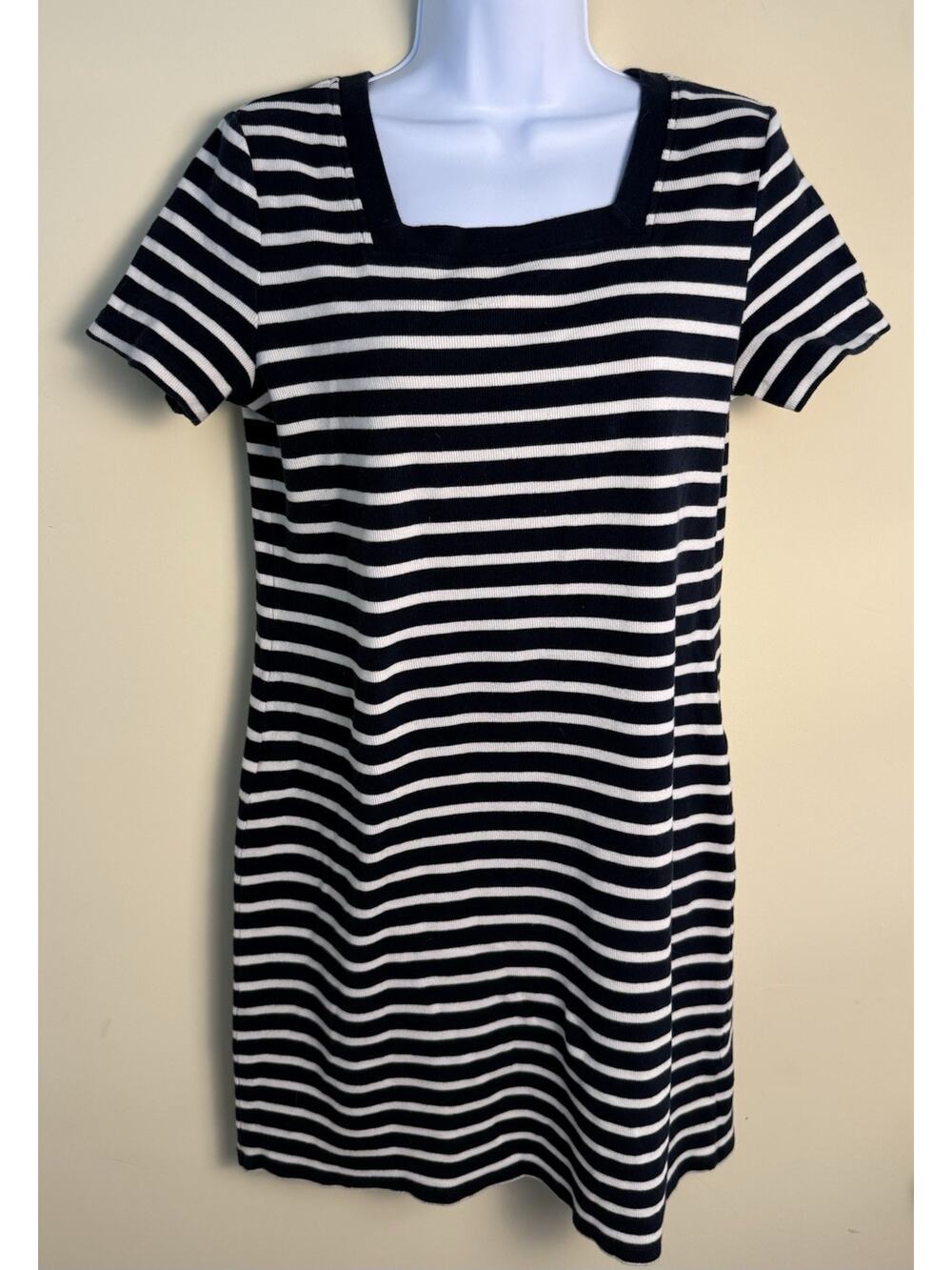 Saint James Square Neck Dress Nautical Navy Stripe Size 8 Coastal Beach Preppy